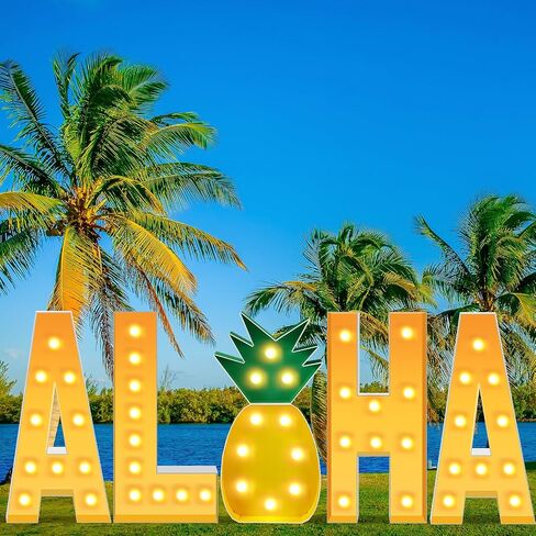 لافتة ألوها المضيئة بطول 4 أقدام، زينة حفلات ألوها، علامة أناناس، حروف سرادق كبيرة مع أضواء، لافتة ألوها يارد لصيف هاواي، حديقة الشاطئ، ساحة ديكور الحفلات in Saudi Arabia