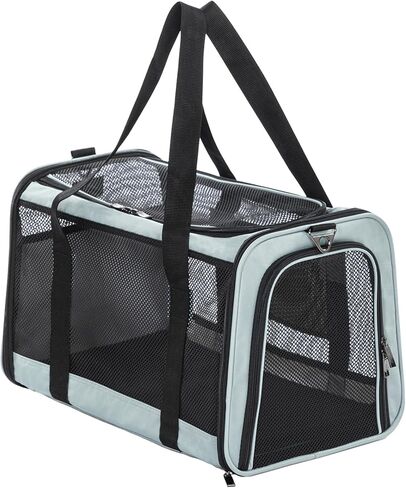 Petsfit 18 × 11 × 11 حاملة الحيوانات الأليفة معتمدة من شركة الطيران، حاملة للكلاب ناعمة الجوانب، خفيفة الوزن وقابلة للطي، تهوية على 5 جوانب، مقاومة للهروب، مع حزام كتف قابل للتعديل، وسادة ناعمة in Kuwait