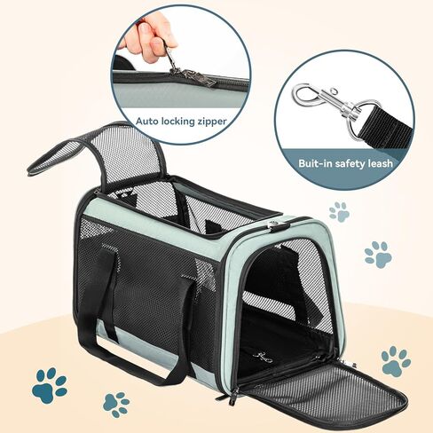 Petsfit 18 × 11 × 11 حاملة الحيوانات الأليفة معتمدة من شركة الطيران، حاملة للكلاب ناعمة الجوانب، خفيفة الوزن وقابلة للطي، تهوية على 5 جوانب، مقاومة للهروب، مع حزام كتف قابل للتعديل، وسادة ناعمة in Kuwait