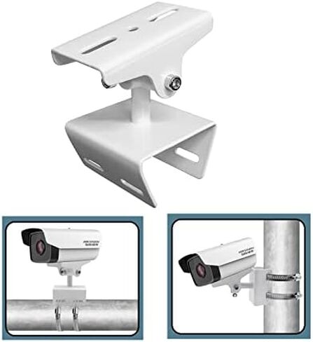 دعامة معدنية خارجية لتثبيت عمود كاميرا المراقبة CCTV على الذراع المتقاطعة باللون الأبيض مع حلقة فولاذية 2Φ 10 سم in Kuwait