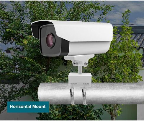 دعامة معدنية خارجية لتثبيت عمود كاميرا المراقبة CCTV على الذراع المتقاطعة باللون الأبيض مع حلقة فولاذية 2Φ 10 سم in Kuwait