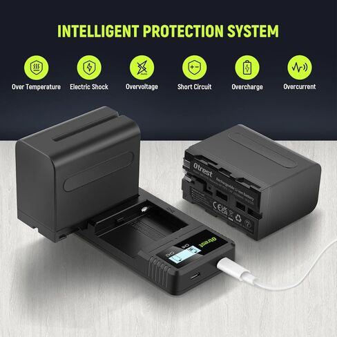 بطارية 10050 مللي أمبير NP-F970 مع مجموعة شاحن سريع 20 وات PD، استبدال بطارية لـ NP-F970 950 750 550، متوافقة مع كاميرات فيديو سوني، مصابيح LED، أضواء حلقية، شاشات، عبوتان in Kuwait