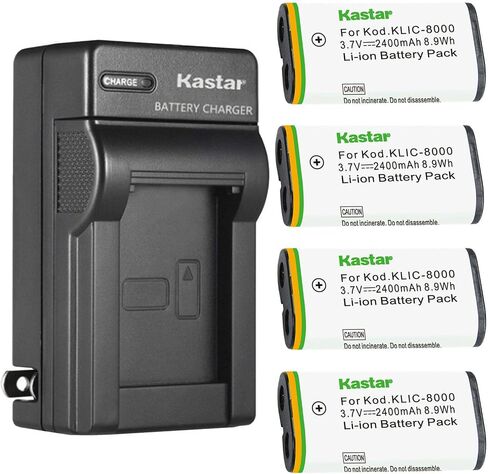 Kastar 3-Pack KLIC-8000 Battery and AC Wall Charger Replacement for Kodak KLIC-8000 K8000 Battery, Kodak K7600-C, K8500-C Charger, Kodak Z612 IS, Z712 IS, Z812 IS, Pocket Video Camera ZX1 Camera in Saudi Arabia