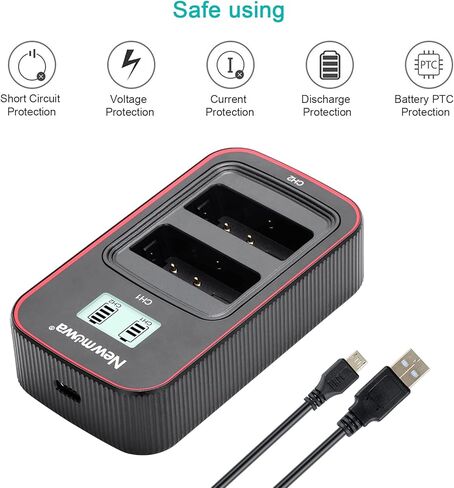 بطارية بديلة Newmowa DMW-BLE9 (عبوتان) وشاشة LCD ذكية شاحن USB مزدوج لباناسونيك DMW-BLE9، DMW-BLG10 وLumix DC-LX100 II، DMC-GF3، DMC-GF5، DMC-GF6، DMC-GX7، DMC -LX100، DMC-ZS60، DMC-ZS100 in Kuwait