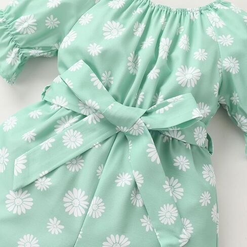 YOUNGER TREE Kids Toddler Baby Girls Summer Outfit Off-Shoulder Sunflower Overall Romper Jumpsuit Short Trousers Clothes in Kuwait