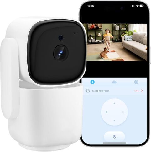 كاميرا أمان داخلية 2K، كاميرا للحيوانات الأليفة بزاوية 360 درجة مع تطبيق الهاتف، كشف الحركة، رؤية ليلية 5/2.4 جيجا هرتز، كاميرا أمان ذكية واي فاي لأمن المنزل/مراقبة الطفل/كاميرا قابلة للإمالة والكلاب in Kuwait