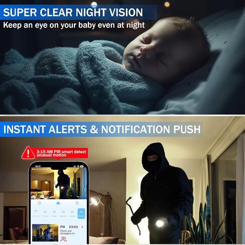 كاميرا أمان داخلية 2K، كاميرا للحيوانات الأليفة بزاوية 360 درجة مع تطبيق الهاتف، كشف الحركة، رؤية ليلية 5/2.4 جيجا هرتز، كاميرا أمان ذكية واي فاي لأمن المنزل/مراقبة الطفل/كاميرا قابلة للإمالة والكلاب in Kuwait