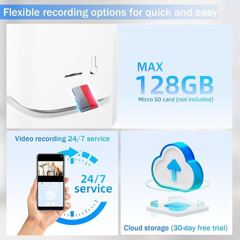 كاميرا أمان داخلية 2K، كاميرا للحيوانات الأليفة بزاوية 360 درجة مع تطبيق الهاتف، كشف الحركة، رؤية ليلية 5/2.4 جيجا هرتز، كاميرا أمان ذكية واي فاي لأمن المنزل/مراقبة الطفل/كاميرا قابلة للإمالة والكلاب in Kuwait