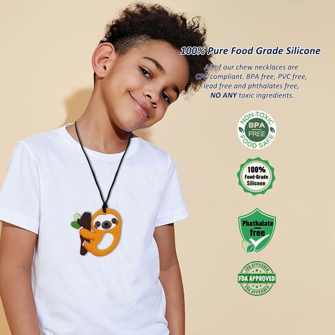 Chew Necklaces for Sensory Kids Boys Girls, Chewy Necklace Sensory Toys for Kids with Autism 6 Pack, Silicone Oral Motor Aids Chew Toys for Children Adults Reduce Fidgeting in Saudi Arabia