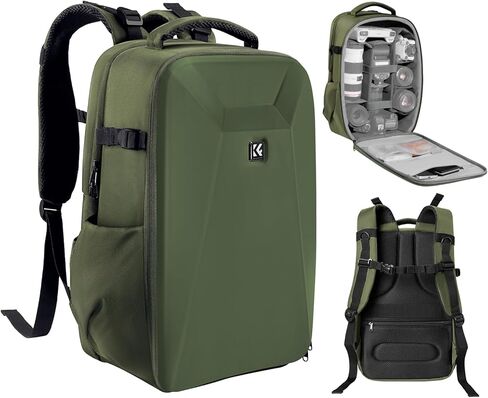 حقيبة ظهر للكاميرا من K&F، حقيبة كاميرا تصوير فوتوغرافي DSLR صلبة مع حجرة كمبيوتر محمول مقاس 15.6 بوصة حافظة كاميرا مقاومة للماء متوافقة مع Canon/Nikon/Sony/DJI Mavic Drone in Kuwait