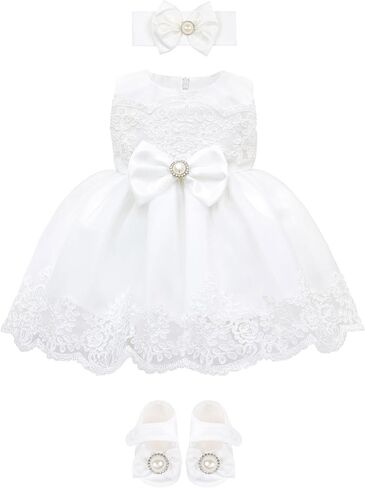 Taffy Baby Girl Christening Baptism Embroidered White Dress Gown 6 Piece Deluxe Set in Kuwait