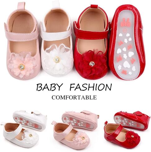 SABATUTU فستان زفاف الأميرة للفتيات الصغيرات من SABATUTU حذاء ماري جين مسطح، حذاء خفيف الوزن للأطفال الصغار بنعل ناعم لمرحلة ما قبل المشي in Kuwait