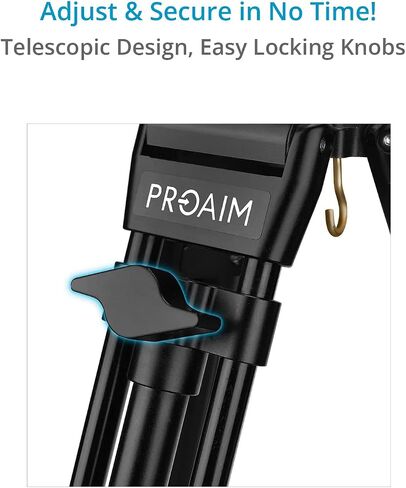 Proaim 75mm Telescopic Tripod Stand w/Tripod Shoes for DSLR Video Camera, Slider, Jib/Crane & Fluid Head. Payload up to 35kg/77lb. for Travel, Photography, Videography & Filmmaking (CST-75) in Saudi Arabia