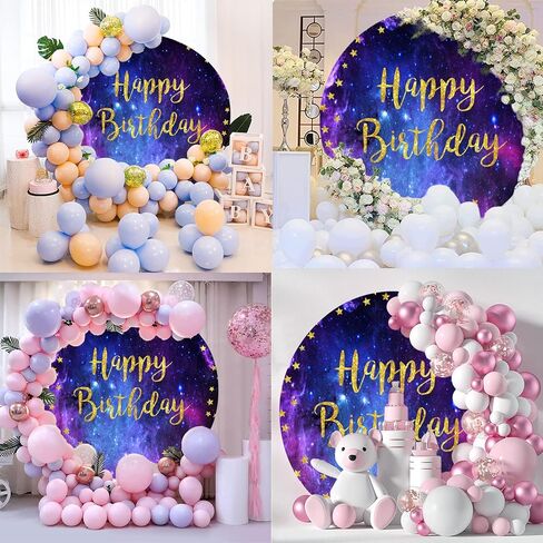 عيد ميلاد سعيد جولة خلفية 6.5ft الأرجواني السماء المرصعة بالنجوم بريق ليلة السماء المجرة نجمة التصوير خلفية لحفلة عيد ميلاد ديكور الصورة استوديو كشك الدعائم راية الإمدادات in Kuwait