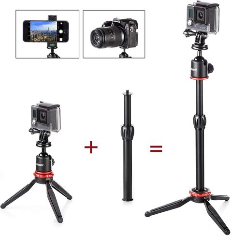 Phone Tripod Stand & Selfie Stick Tripod with 360° Panning Ball & Extendable Grip for Canon Nikon DSLR Camera GoPro iPhone 12,11/Xs, Galaxy S10/S9/S9 YouTube Podcast Video Livestream Vlog in Kuwait