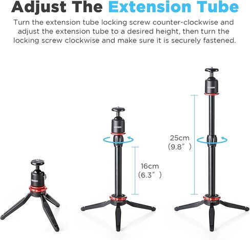 Phone Tripod Stand & Selfie Stick Tripod with 360° Panning Ball & Extendable Grip for Canon Nikon DSLR Camera GoPro iPhone 12,11/Xs, Galaxy S10/S9/S9 YouTube Podcast Video Livestream Vlog in Kuwait