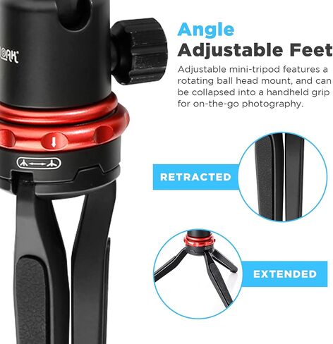 Phone Tripod Stand & Selfie Stick Tripod with 360° Panning Ball & Extendable Grip for Canon Nikon DSLR Camera GoPro iPhone 12,11/Xs, Galaxy S10/S9/S9 YouTube Podcast Video Livestream Vlog in Kuwait