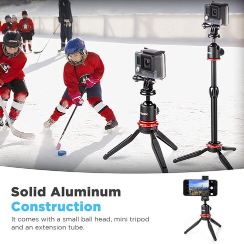 Phone Tripod Stand & Selfie Stick Tripod with 360° Panning Ball & Extendable Grip for Canon Nikon DSLR Camera GoPro iPhone 12,11/Xs, Galaxy S10/S9/S9 YouTube Podcast Video Livestream Vlog in Kuwait