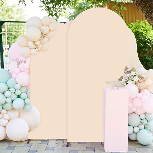 FUHSY Black Arch Cover Set of 2 Fitted Arch Covers Spandex Backdrop Covers Round Top Chiara Backdrop Stand Covers Double Sided Wedding Arch Stand Covers for Halloween Birthday Party Decor 6FT, 7.2FT in Kuwait