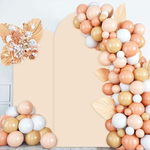 FUHSY Black Arch Cover Set of 2 Fitted Arch Covers Spandex Backdrop Covers Round Top Chiara Backdrop Stand Covers Double Sided Wedding Arch Stand Covers for Halloween Birthday Party Decor 6FT, 7.2FT in Kuwait