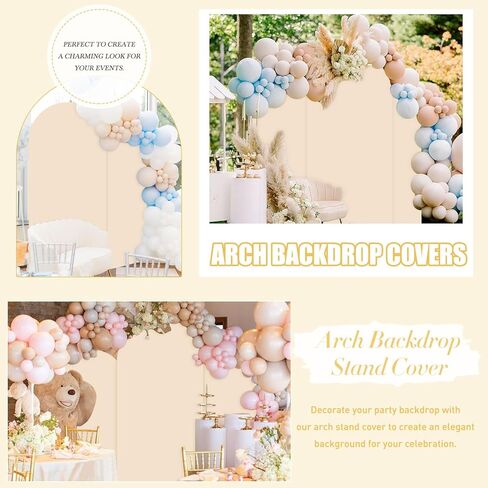 FUHSY Black Arch Cover Set of 2 Fitted Arch Covers Spandex Backdrop Covers Round Top Chiara Backdrop Stand Covers Double Sided Wedding Arch Stand Covers for Halloween Birthday Party Decor 6FT, 7.2FT in Kuwait