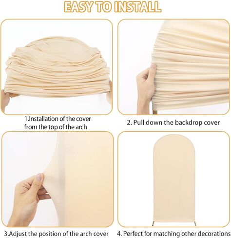 FUHSY Black Arch Cover Set of 2 Fitted Arch Covers Spandex Backdrop Covers Round Top Chiara Backdrop Stand Covers Double Sided Wedding Arch Stand Covers for Halloween Birthday Party Decor 6FT, 7.2FT in Kuwait