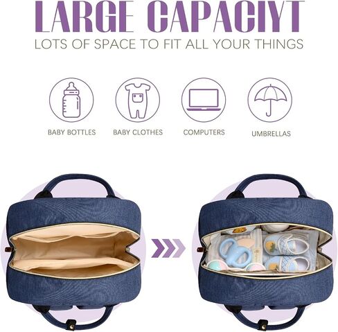 Tuwubi Diaper Bag Backpack, Baby Essentials Travel Tote Bag | Multi function Water-Resistant Backpacks, Travel Essentials with Stroller Straps & Pacifier Case(Grey) in Saudi Arabia