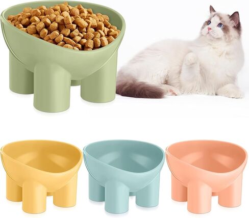 Zhehao 4 Pcs Elevated Cat Bowls Plastic Raised Cat Bowl 15 Degrees Tilted Raised Pet Food and Water Bowls Cute Anti Vomit Food Dishes Pet Feeders for Cats and Small Dogs(Bar Chair) in Kuwait