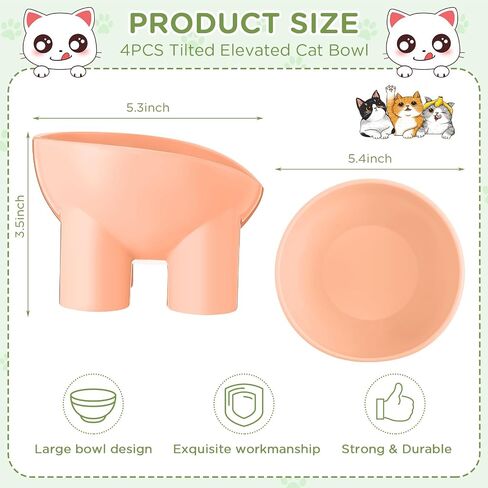 Zhehao 4 Pcs Elevated Cat Bowls Plastic Raised Cat Bowl 15 Degrees Tilted Raised Pet Food and Water Bowls Cute Anti Vomit Food Dishes Pet Feeders for Cats and Small Dogs(Bar Chair) in Kuwait