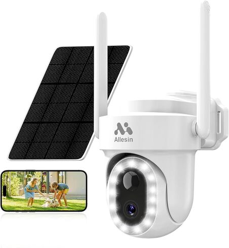 Allesin Solar Security Camera Wireless Outdoor, 5MP Sloar Cameras for Home Security with 14LEDs Spotlight Color Night Vision, IP65, AI Human Detection, 2-Way Talk, 2.4G WiFi in Saudi Arabia