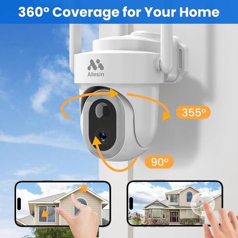 Allesin Solar Security Camera Wireless Outdoor, 5MP Sloar Cameras for Home Security with 14LEDs Spotlight Color Night Vision, IP65, AI Human Detection, 2-Way Talk, 2.4G WiFi in Saudi Arabia