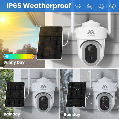 Allesin Solar Security Camera Wireless Outdoor, 5MP Sloar Cameras for Home Security with 14LEDs Spotlight Color Night Vision, IP65, AI Human Detection, 2-Way Talk, 2.4G WiFi in Saudi Arabia