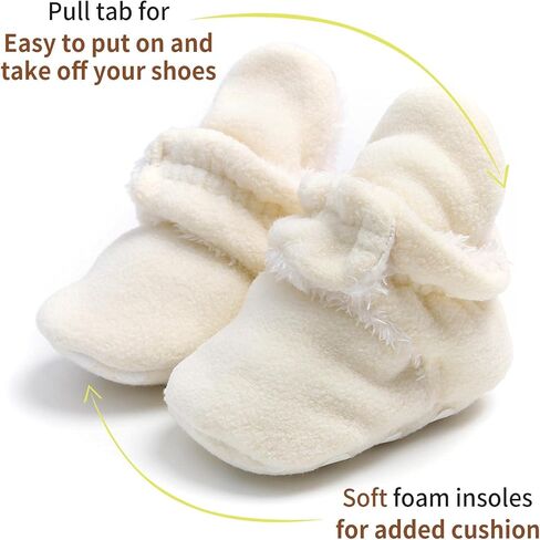 EDOTON للجنسين الوليد الطفل الجوارب طفل الفتيات شريط الأحذية باطن لينة الرضع شتاء دافئ الصوف الجوارب الدافئة الأحذية 0-18 أشهر in Kuwait