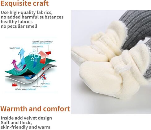 EDOTON للجنسين الوليد الطفل الجوارب طفل الفتيات شريط الأحذية باطن لينة الرضع شتاء دافئ الصوف الجوارب الدافئة الأحذية 0-18 أشهر in Kuwait