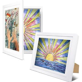 2-Pack Kids Artwork Frames Changeable 10x12.5 w Easels, Hangers, 2 Mats Fit 9x12, A4, 8.5x11 Picture Frame, Children Art Projects Kids Art Frames for Kids Artwork, Kids Art Frame for Kids Artwork
