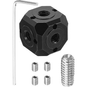 PATIKIL Universal 1/4" 3/8" Screw Hole Tripod Adapter, Magic Cubic Mount Cube Bracket for Microphone Photography Equipment Accessories, Black