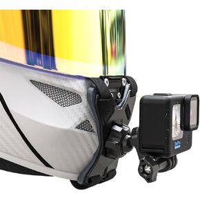 Motorcycle Helmet Chin Strap Mount Compatible with Gopro Hero 12/11/10/9/8, DJI Osmo Action 4/3, Insta360, AKASO and Most Action Cameras (Black-01)
