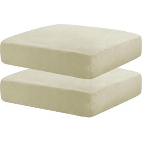 MAXIJIN Velvet Stretch Cushion Covers Fitted Couch Cushion Slipcovers Sofa Seat Cushion Covers for Individual Cushions with Elastic Bottom (3 Piece Sofa Cushion Covers, Gray)