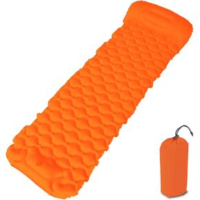Baiao Inflatable Sleeping Pad for Camping, Camping Sleeping Pads with Pillow 77"X24",Ultralight Camping Sleeping Mat with Built-in Foot Pump, Camping Mattress Pad for Backpacking Tent Hiking(Green)