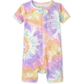 The Children's Place Baby Girls' and Toddler Short Sleeve Zip-Front One Piece Footless Pajama Snug Fit 100% Cotton