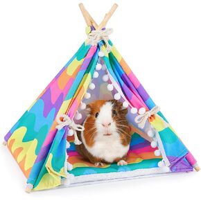 Bienbee Guinea Pig Hideout, Hidden Guinea Pig House with Mat, Machine Washable Guinea Pig Accessories with Non-Slip Desgin for Guinea Pig, Rabbit Playing and Resting