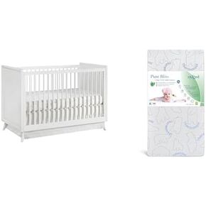 Oxford Baby Dawson Modern 3-in-1 Convertible Island Baby Crib, White, Green Guard Gold Certified