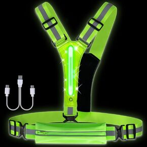 TRAYIU LED Safety Wristband Lights - 2 Pack Rechargeable Light Up Arm Ankle Band Kids Magic Slap Glow Bracelets Reflective Belt High Visibility for Night Cycling Walking Joggers Running Gear