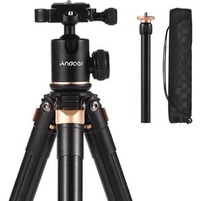 Andoer Andoer Portable Camera Tripod Stand Aluminum Alloy 360° Rotating Ball Head 5kg Load Capacity 150cm Max Height with Detachable 2 Section Carry Bag