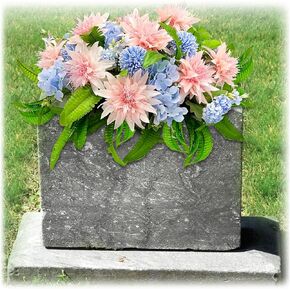 GRPFS Headstone Flower Saddle,Large Artificial Cemetery Flowers for Grave-Realistic Red & Yellow Rose Mix Arrangement,Outdoor Memorial Decorations,Durable & Easy Fit