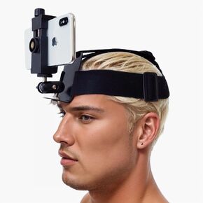 Flexible Phone Head Mount for iPhone, Head Camera First-Person View Video Outdoor Live Shooting Bracket with Phone Clip for iPhone Samsung Smartphones and Action Camera