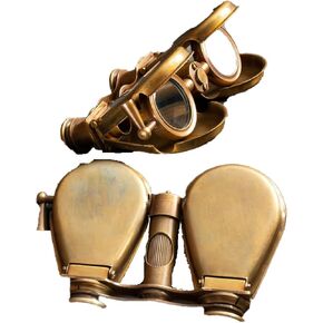 Kings County Tools Compact Brass Folding Binoculars | 2X Magnification | Victorian Style | 4.75" L x 8.75" W x 4" H Size