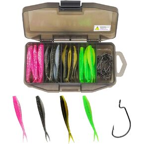INFISHCEO Fishing Lure Bait Tackle Set for Saltwater Freshwater Bass Fishing, Including Fishing Jig Hooks, Spoon Lures, Crankbait, Soft Plastic Worms, Frog Lures, Fishing Gear Kit