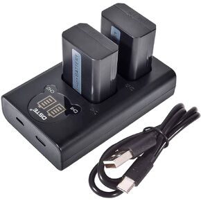 DSTE Replacement for 2X NP-FW50 + Dual LCD Battery Charger Compatible Sony ZV-E10 Alpha 7 7R 7R II 7S a7R a7S a7R II A6400 A6500 A6100 DSC-RX10 II III 7SM2 ILCE-7R 7S QX1 A6000 A6300