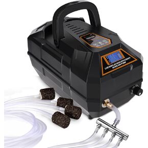 hygger Rechargeable Aquarium Pond Air Pump, Powerful Quiet Commercial Tank Air Pump with Hose Air Stone Check Valve Adjustable Flow Diverter Valve for Fishing Yacht/Power Outages/Hydroponic